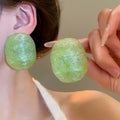 2026 Chic Resin Geometric Round Oval Stud Earrings With Silver Pins Fashion Statement Jewelry view 4