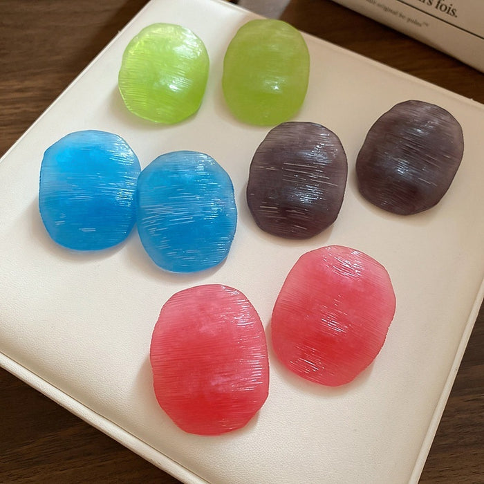2026 Chic Resin Geometric Round Oval Stud Earrings With Silver Pins Fashion Statement Jewelry
