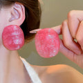 2026 Chic Resin Geometric Round Oval Stud Earrings With Silver Pins Fashion Statement Jewelry view 3