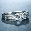 Silver-Tone Infinity Band Ring with Rope Texture and Clear Stones view 3