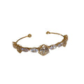 14K Gold Plated Zircon Flower Teardrop Open Bangle For Women Light Luxury Jewelry view 5