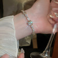 14K Gold Plated Zircon Flower Teardrop Open Bangle For Women Light Luxury Jewelry view 2