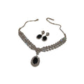 Copper Zircon Oval Pendant Necklace For Women, Vintage Light Luxury Geometric Clavicle Choker view 5