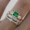 New Hot Selling Gold Three Piece Jewelry Set Geometric Elegant Palace Style Stackable Rings view 2