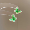 18K Gold Plated Silver Needle Crystal Butterfly Stud Earrings Elegant Niche Style view 3