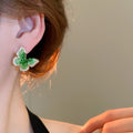 18K Gold Plated Silver Needle Crystal Butterfly Stud Earrings Elegant Niche Style view 4