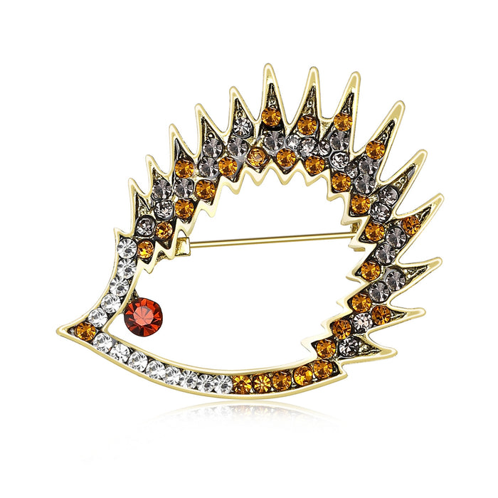 Metal Alloy Rhinestone Hedgehog Brooch For Coats And Shirts