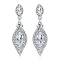 Silver Tone Marquise Teardrop Crystal Crystal Metal Dangle Earrings view 1