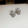 Copper Zircon Cross Layered Round Ear Cuff Earrings Light Luxury Geometric Commuter Jewelry view 2