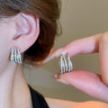 Copper Zircon Cross Layered Round Ear Cuff Earrings Light Luxury Geometric Commuter Jewelry view 1