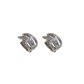 Copper Zircon Cross Layered Round Ear Cuff Earrings Light Luxury Geometric Commuter Jewelry view 5