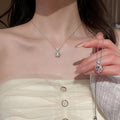 14K Gold Plated Copper Cubic Zirconia Rose Flower Pendant Necklace Light Luxury Clavicle Jewelry view 2