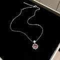 14K Gold Plated Copper Cubic Zirconia Rose Flower Pendant Necklace Light Luxury Clavicle Jewelry view 3
