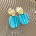2026 Chic Irregular Oval Resin Stud Earrings For Women Minimalist Geometric Fashion Jewelry view 3