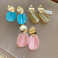 2026 Chic Irregular Oval Resin Stud Earrings For Women Minimalist Geometric Fashion Jewelry view 1