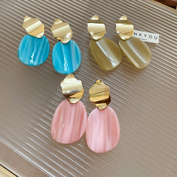 2026 Chic Irregular Oval Resin Stud Earrings For Women Minimalist Geometric Fashion Jewelry