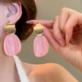 2026 Chic Irregular Oval Resin Stud Earrings For Women Minimalist Geometric Fashion Jewelry view 4
