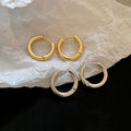 Light Luxury Copper Round Smooth Geometric Huggie Earrings For Women Vintage Elegant Fashion Jewelry view 3