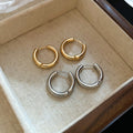 Light Luxury Copper Round Smooth Geometric Huggie Earrings For Women Vintage Elegant Fashion Jewelry view 1