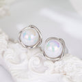 Colorful Faux Moonstone Stud Earrings For Women, Line Design Sweet Fashion Jewelry view 3