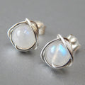 Colorful Faux Moonstone Stud Earrings For Women, Line Design Sweet Fashion Jewelry view 1