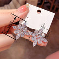 Micro Pave Marquise Zircon Geometric Diamond Shape Stud Earrings, Trendy Light Luxury Jewelry view 4