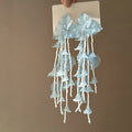 Fresh Sweet Floral Tassel Copper Drop Earrings With Silver Pins, Style Fashion Jewelry view 4