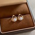 French Vintage Teardrop Faux Pearl Stud Earrings For Women, Elegant Light Luxury Ear Jewelry view 1