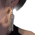Alloy Silver Pin Rhinestone Diamond Geometric Lantern Tassel Drop Earrings Minimalist Luxury Style view 5