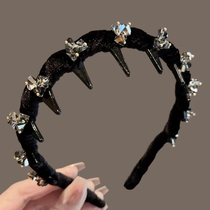 Velvet Crystal Wavy Headband Luxury Winter Volumizing Hair Hoop
