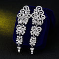 Black Silver Tone Crystal Scroll Dangle Openwork Metal Dangle Earrings view 4