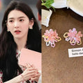 Sweet Floral Alloy Mesh Tassel Drop Earrings With Silver Needle For Beach Vacation Style view 4