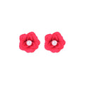 Elegant 3D Pink Flower Studs With Faux Pearl Center, Sweet Vacation Style Floral Acrylic Earrings view 5