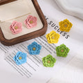 Elegant Enamel Peach Blossom Flower Studs With Rhinestone Center Sweet Spring Alloy Earrings view 1