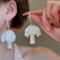 Copper Flower Pearl Tassel Drop Earrings French Light Luxury Silver Needle Fashion Jewelry view 2