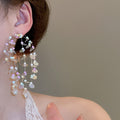 Chic Copper Flower Drop Earrings With Colorful Seed Bead Tassels And Silver Posts view 3