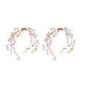 Chic Copper Flower Drop Earrings With Colorful Seed Bead Tassels And Silver Posts view 5
