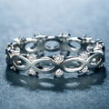 Silver Tone Infinity Oval Hollow Openwork Clear Stone Band Ring view 2
