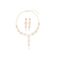 Light Luxury Alloy Rhinestone Leaf Wheat Tassel Necklace Earrings Jewelry Set view 5