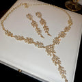 Light Luxury Alloy Rhinestone Leaf Wheat Tassel Necklace Earrings Jewelry Set view 1