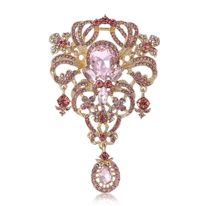 Luxury Alloy Glass Pendant Brooch For Women Garment Decoration