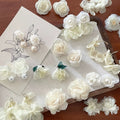 Faux Pearl Mesh Flower Tassel Drop Earrings With Silver Pin Fresh Floral Summer Style view 1