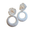 Faux Pearl Mesh Flower Tassel Drop Earrings With Silver Pin Fresh Floral Summer Style view 5
