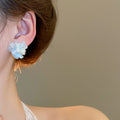 Resin Flower Stud Earrings With Silver Needle, Elegant Fairy Style Fashion Ear Jewelry view 3