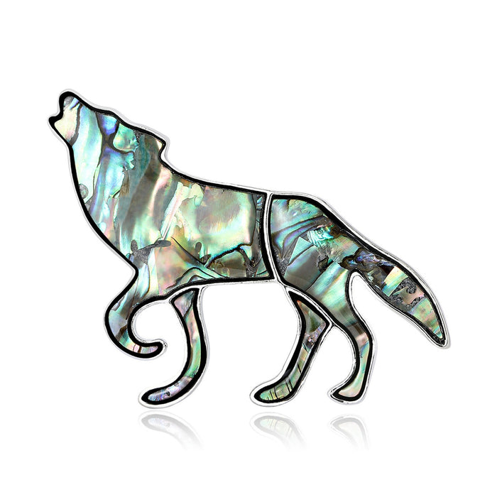 Alloy Abalone Shell Wolf Lapel Pin For Men's Suits Brooch
