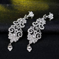 Silver Tone Crystal Scroll Tassel Metal Dangle Earrings view 4