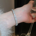 Copper Zircon Rectangle Buckle Bangle For Women Minimalist Elegant Chic Bracelet view 1