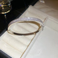 Copper Zircon Rectangle Buckle Bangle For Women Minimalist Elegant Chic Bracelet view 4