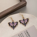 Vintage Dark Enamel Butterfly Moth Alloy Star Moon Celestial Dangle Hook Women's Fashion Earrings view 4
