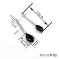 Geometric Long Bar Water Drop Zircon Dangle Earrings For Bridal Proposal Evening Dress view 4